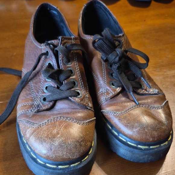 Dr. Martens Brown Leather Oxfords with Black Laces